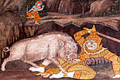 Detail from a mural painting with a 'Ramakien' motif - Thai version of the Indian Ramayana - from the temple complex of the Emerald Buddha, Bangkok (late 18th century) 